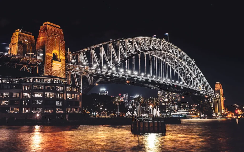 Sydney Harbour Bridge At Night From The Rocks