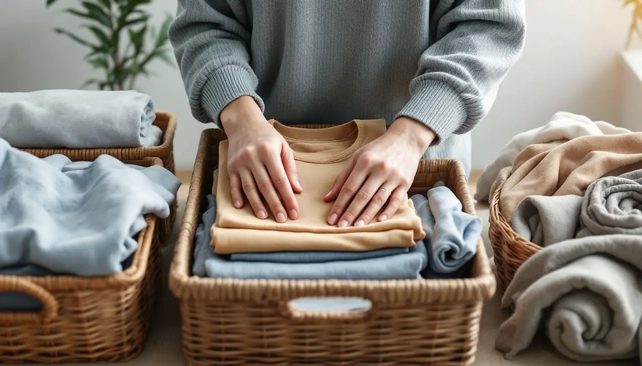 Lady Folding Clothes
